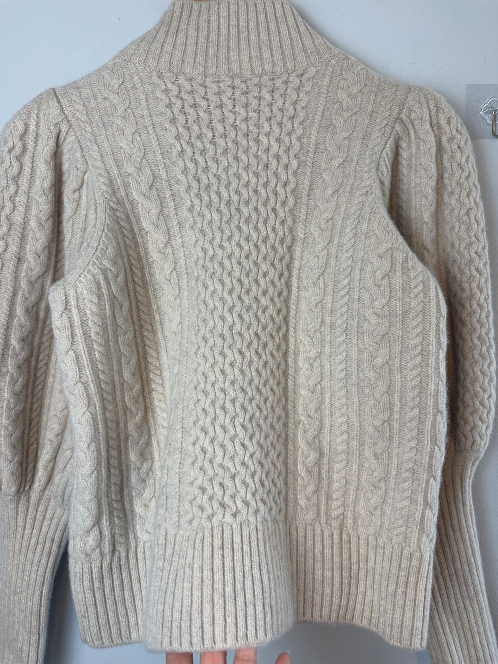 Sea New York Cable Stitch Sweater Extrafine Merino Wool in Barley Small Luxury - Picture 14 of 16